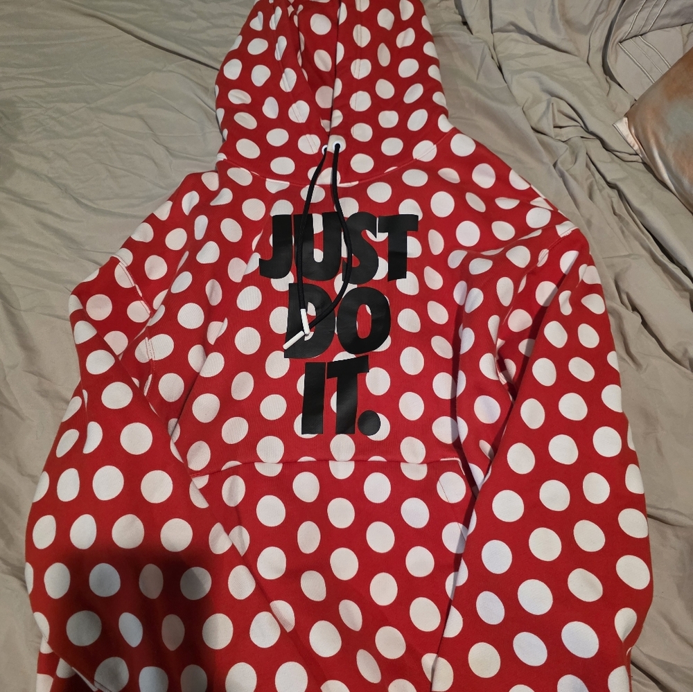 Nike Red and White Polka Dot Hoodie